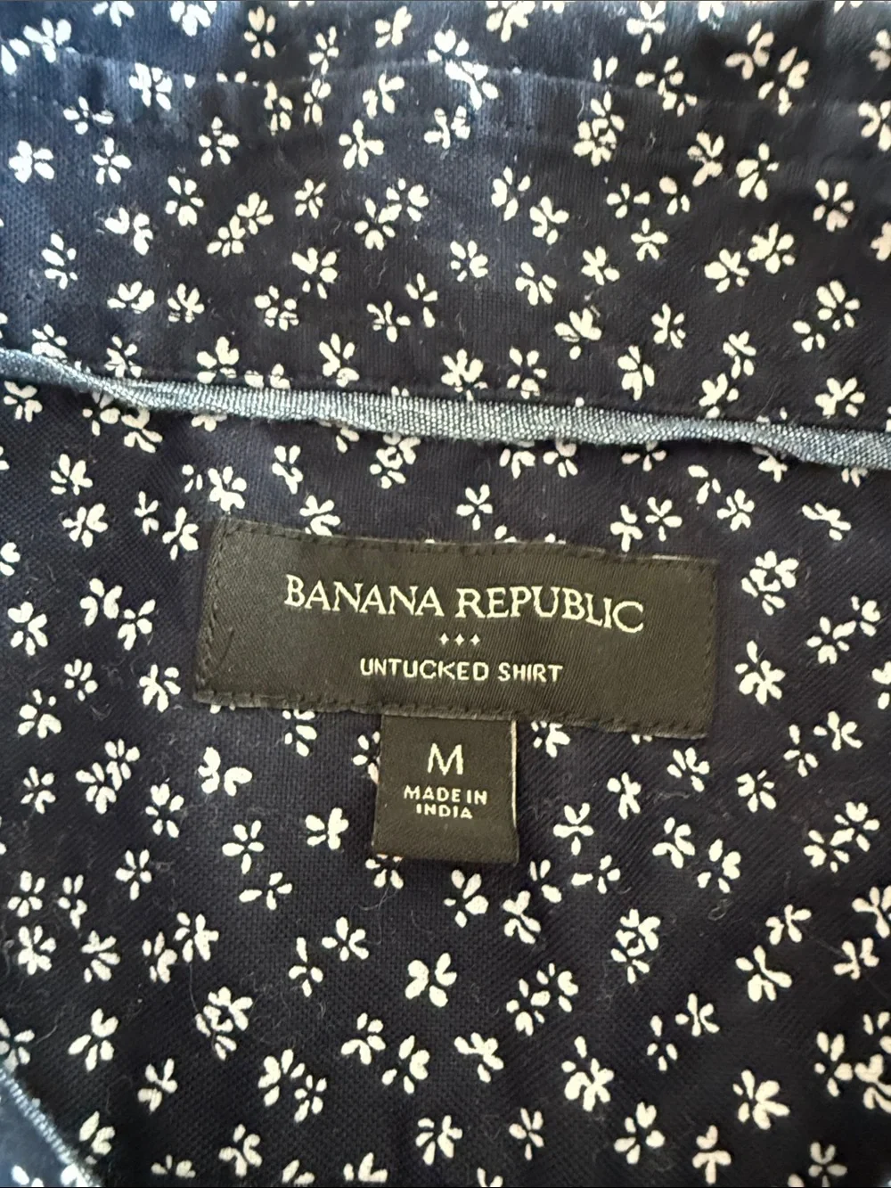Banana Republic Men's Navy Button-Down Untucked Shirt